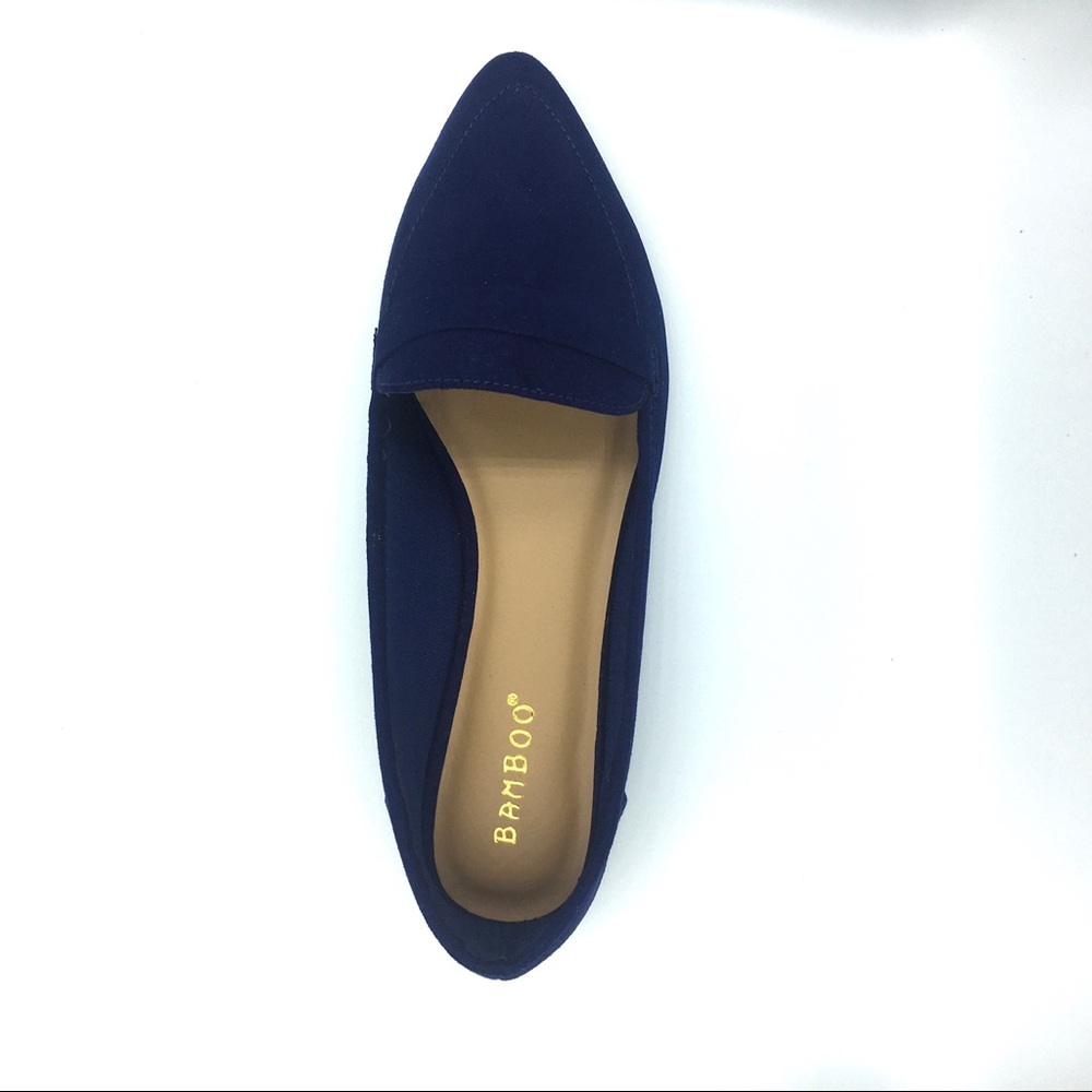 Navy Blue Classic Loafer - Faux Suede Pointed Toe